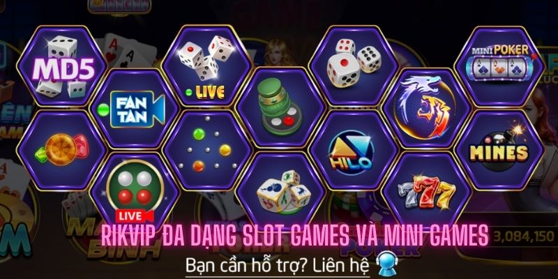 rikvip đa dạng slot games và mini games